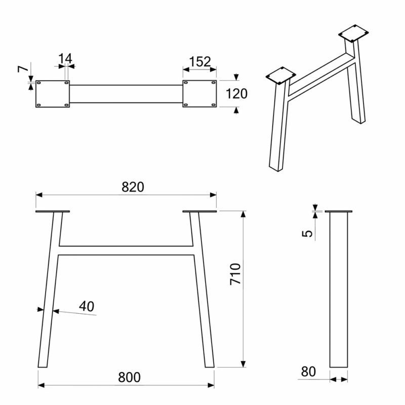 Metallist lauajalg H-PROF B