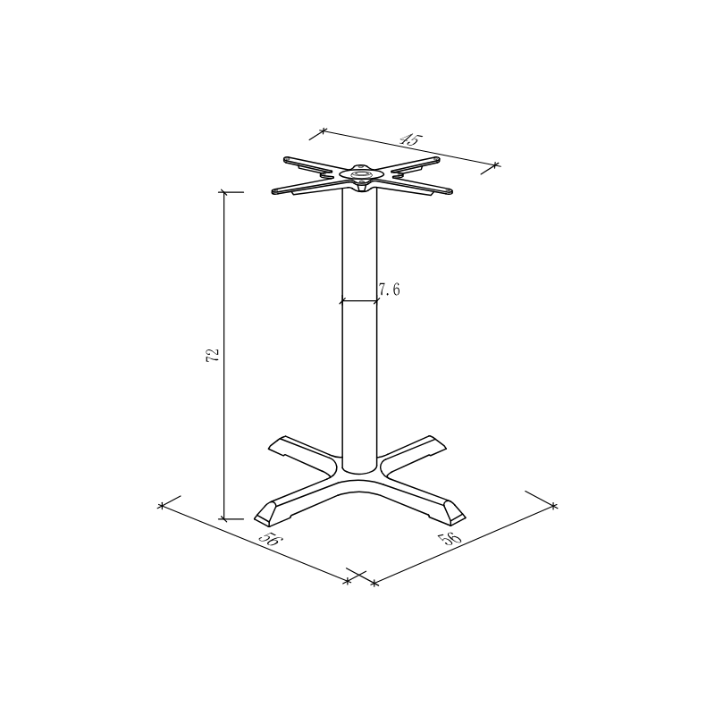 Terasest restorani lauajalg Cross Straight
