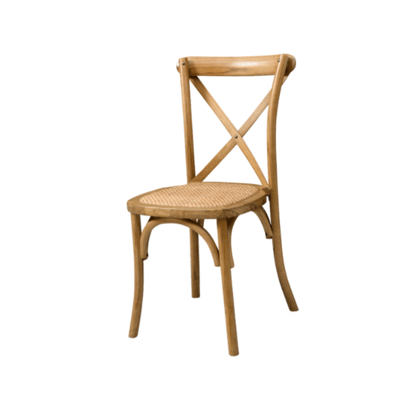 Risti seljatoega puidust ja rotangist tool, hele puit