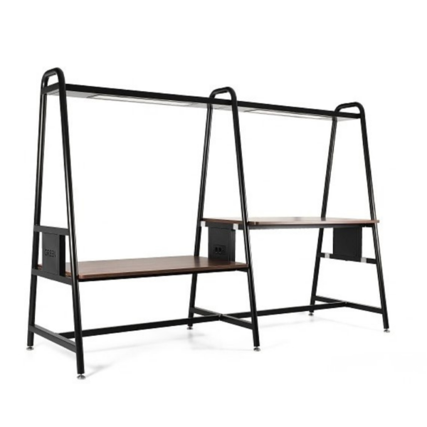 LED valgustusega töölaud (must raam)